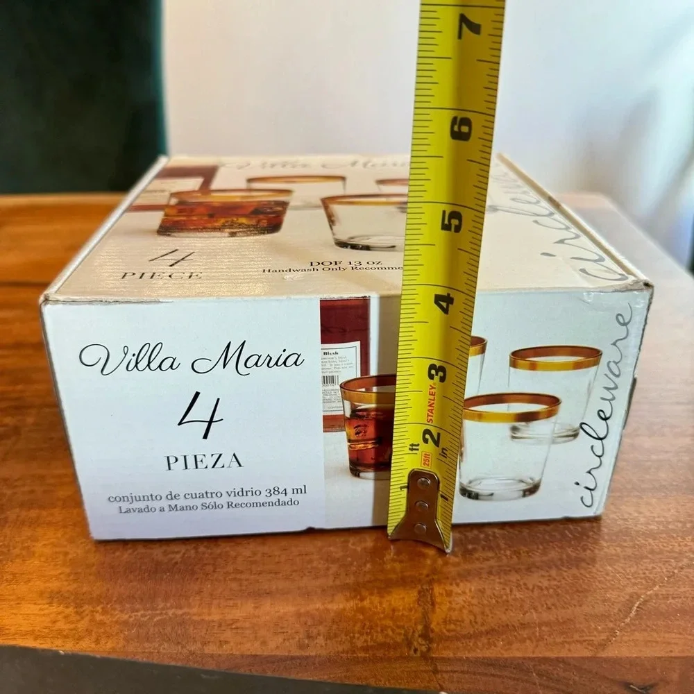 NWT Gold Rim 13oz Highball Glasses Set of 4